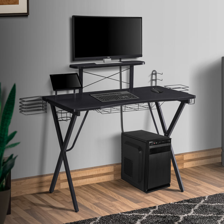 Inbox Zero Gaming Desk with Built in Outlets Wayfair